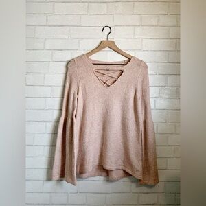 $3/20 American Eagle Outfitters Blush Pink Bell Sleeve Soft Stretchy Sweater